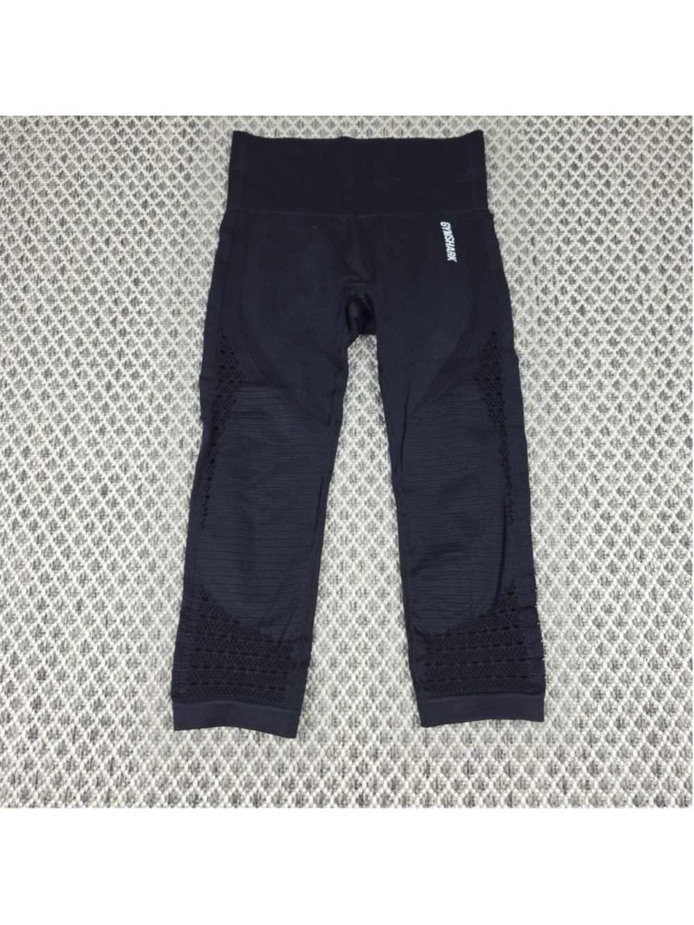 Gymshark Seamless Perforated Crop Leggings Women’s S Black Mid Rise Stretch